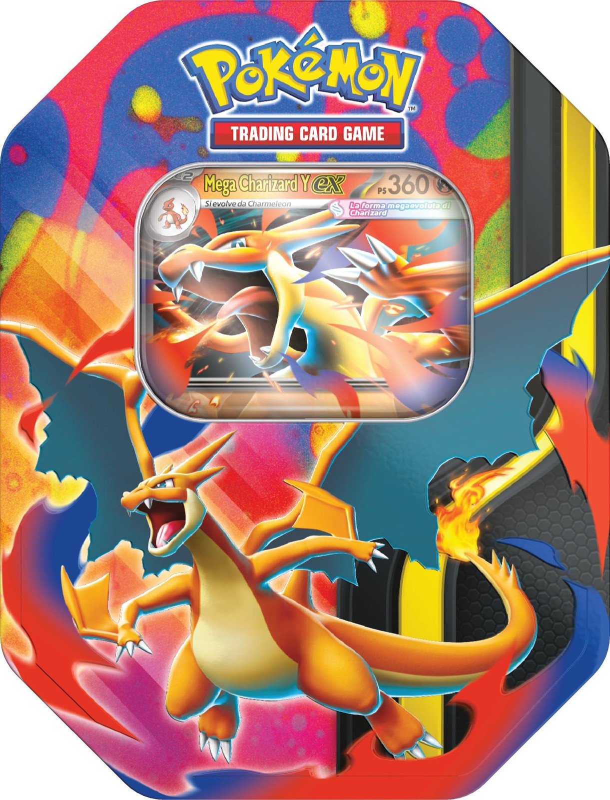 Pokémon Mega-collectiebox Charizard en Mega Glurzak Y-ex voor het Pokémon Trading Card Game met vier boosterpakketten