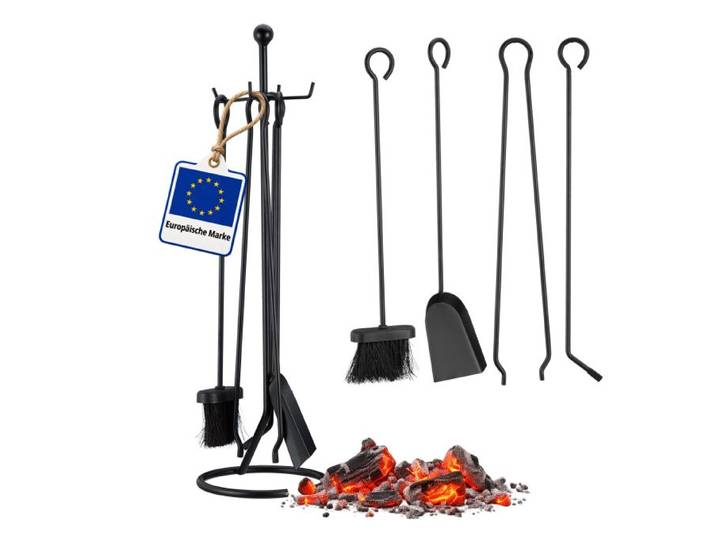Relaxdays Kaminbesteck 5-teilig schwarz
