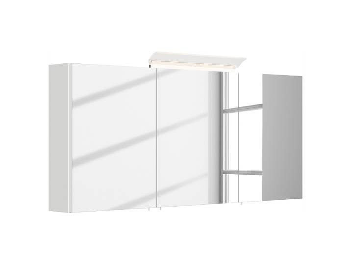 Armoire miroir acrylique 140cm Blanc/Blanc brillant