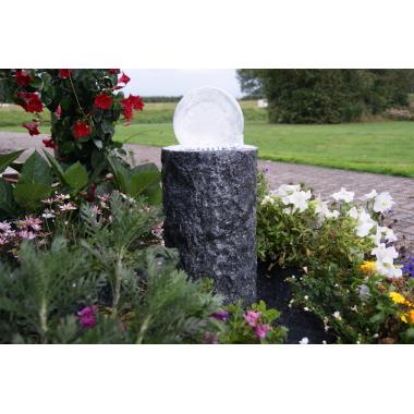 OUTSIDELIVI LAS PALMAS - Runde graue Granitsäule, Gl askugel - 90l (Ø68xH36cm), 2300l/h, Ring 08429617