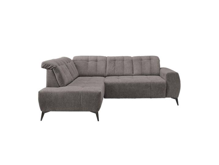 Ecksofa, Graubraun, 261x200 cm, Textil, 4-Sitzer, Ottomane Links, Modern, Livetastic