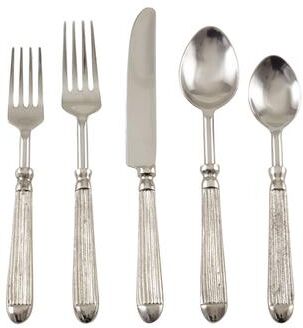 Saro Lifestyle Ribbed Design Texture Stainless Steel Flatware - Set of 5 - Silver