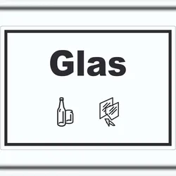 HB-Druck Glas Mülltrennung Aufkleber Text Symbol Scheibe Flasche A8 (52x74mm)
