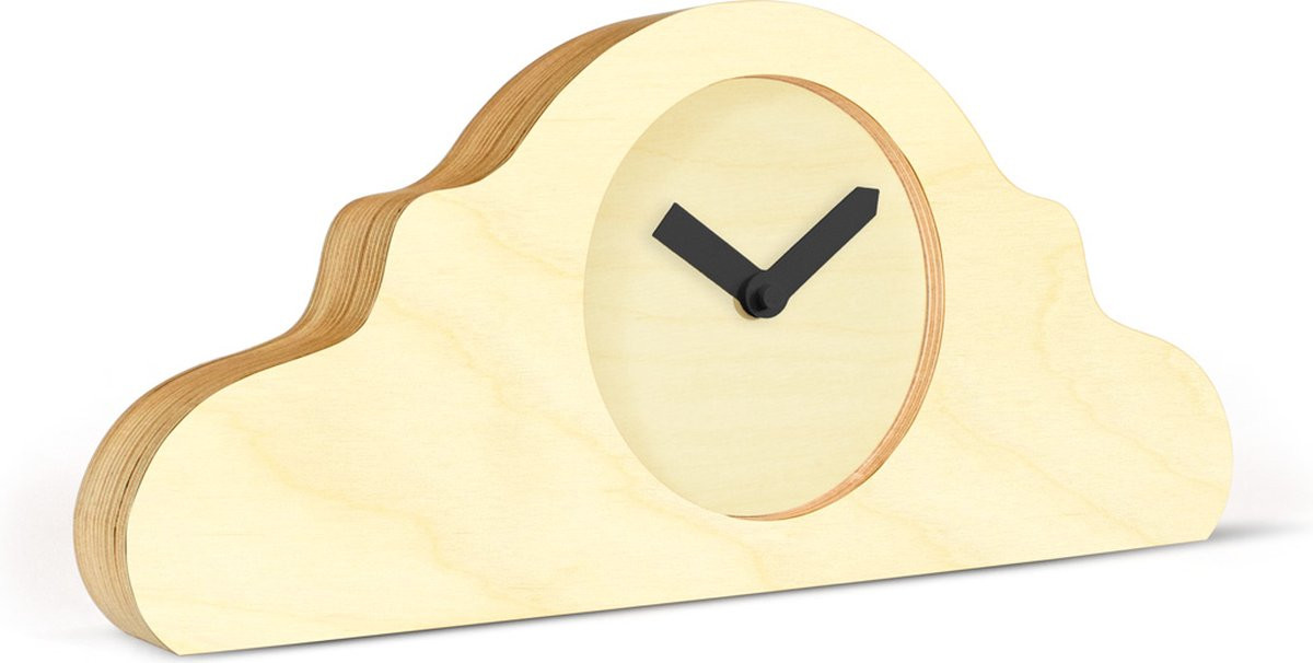 KLOQ Mantelklok Blank Hout met Zwarte Wijzers