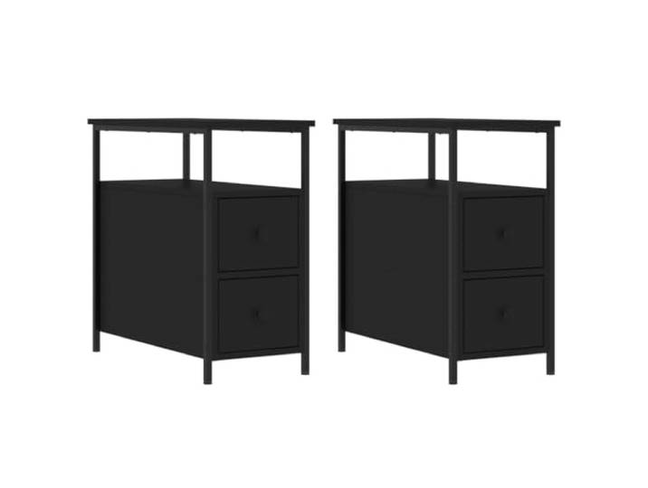 KDVXBCQJH 2er Set Nachttische Schwarz 30x60x60 cm Beistelltisch Kompakte Ablagen für Schlafzimmer und Wohnbereich mit stabilem Gestell sowie anpassbaren Möbelfüßen.