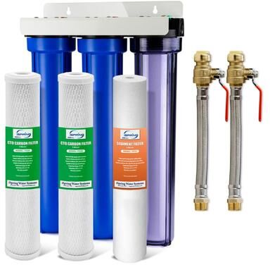 iSpring WCB32C+AHX2 3-Stage Whole House Water Filter System with Braided Hose