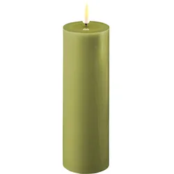 Deluxe Homeart LED Stumpenkerze Real Flame olive, Ø5 x H15cm, olive