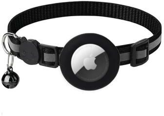 Fusion Finds Peace Of Mind Air Tag Cat Collar With Safety Breakaway Buckle black