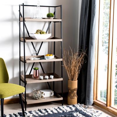 SAFAVIEH Joel 25-Inch Oak Bookshelf, Light Brown and Black, Industrial - 25' x 14' x 63'