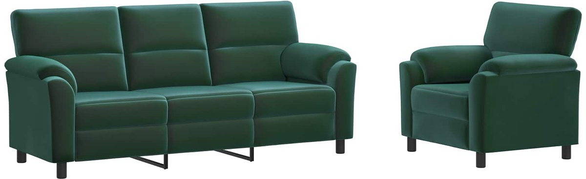 vidaXL Bankstel 2 stuks Donkergroen Fluweel Modern