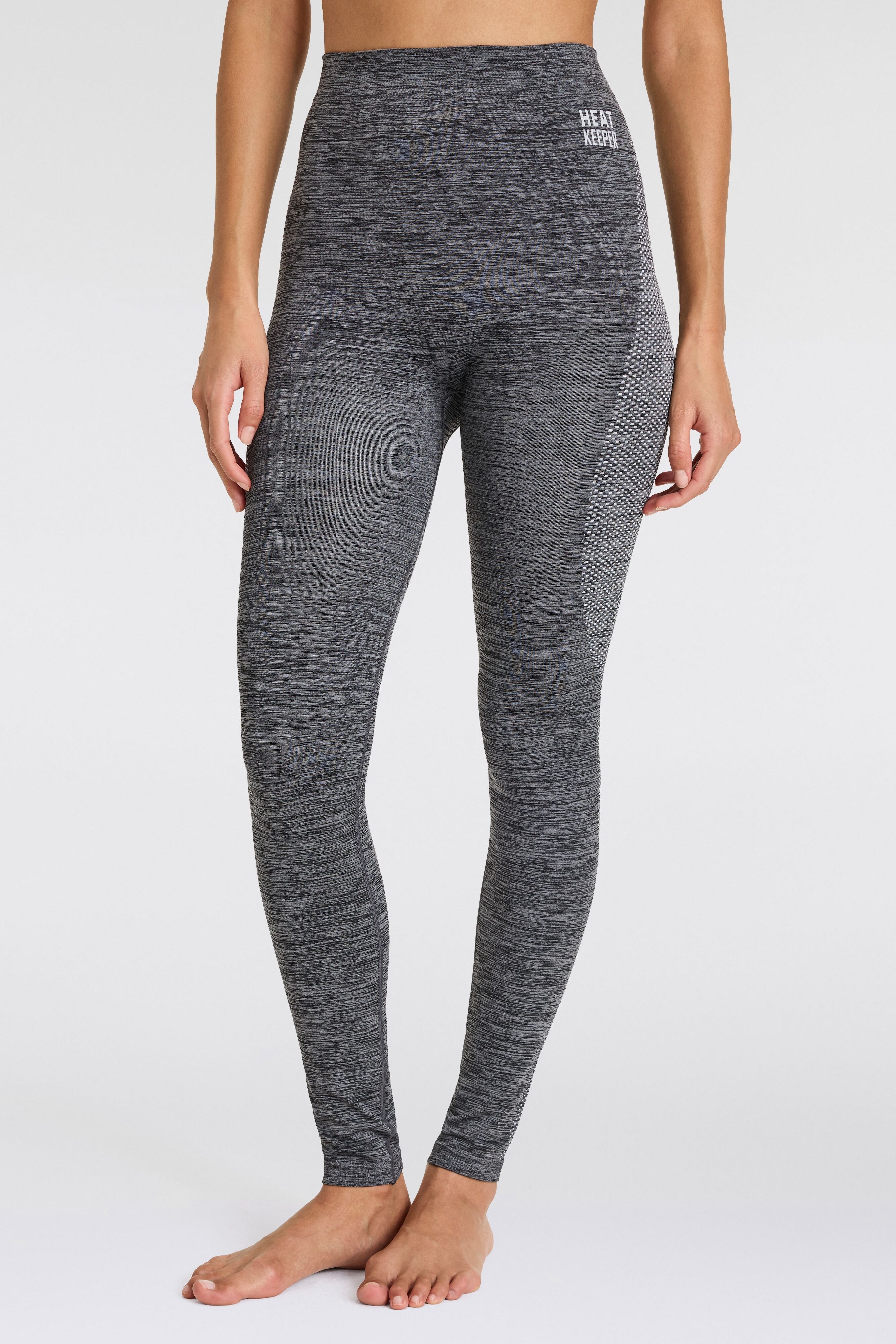Thermounterhose HEATKEEPER, Damen, Gr. XL, schwarz (schwarz melange), Obermaterial: 60% Polyester, 35% Polyamid, 5% Elasthan, meliert, körpernah, Unterhosen Thermounterhose, aus weichem Material, perfekt für Wintersportaktivitäten schwarz melange XL