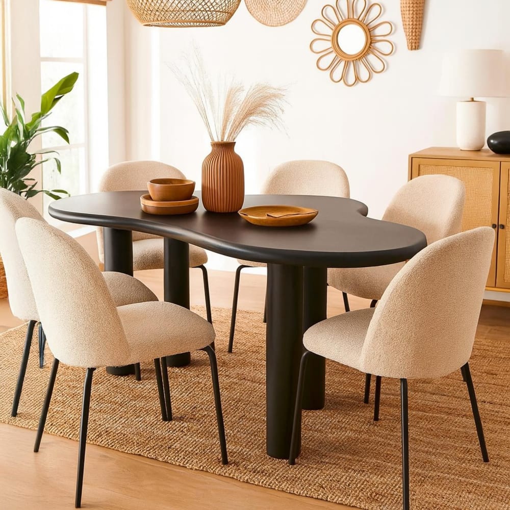 Menzzo Table à manger forme nuage asymétrique l180cm noir Noir 180x75x100cm
