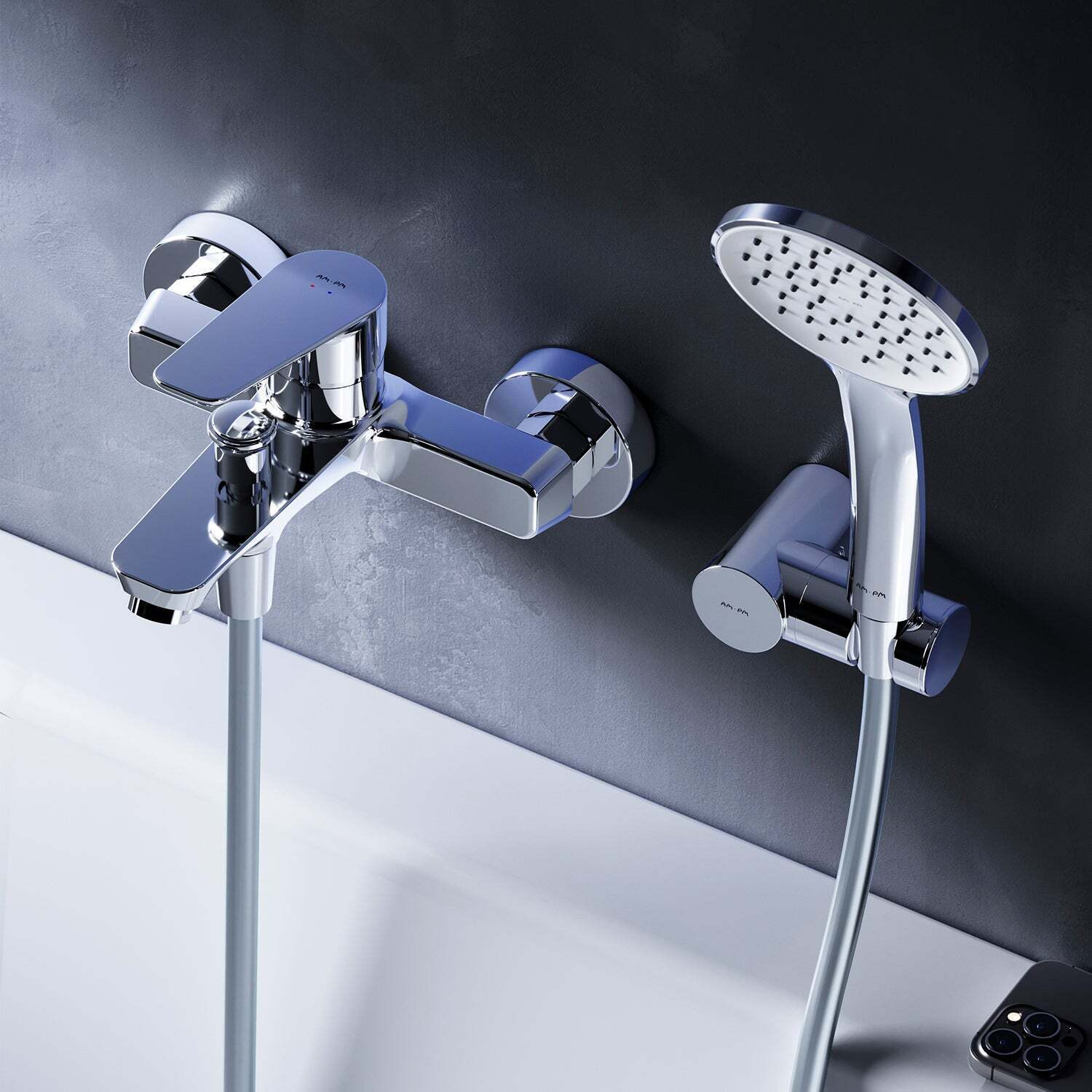 AM.PM Badkraan met handdouche en éénhendelmengkraan, chroom