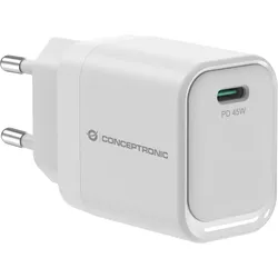 CONCEPTRONIC 1-Port 45W GaN USB-C PD Ladegerät weiß