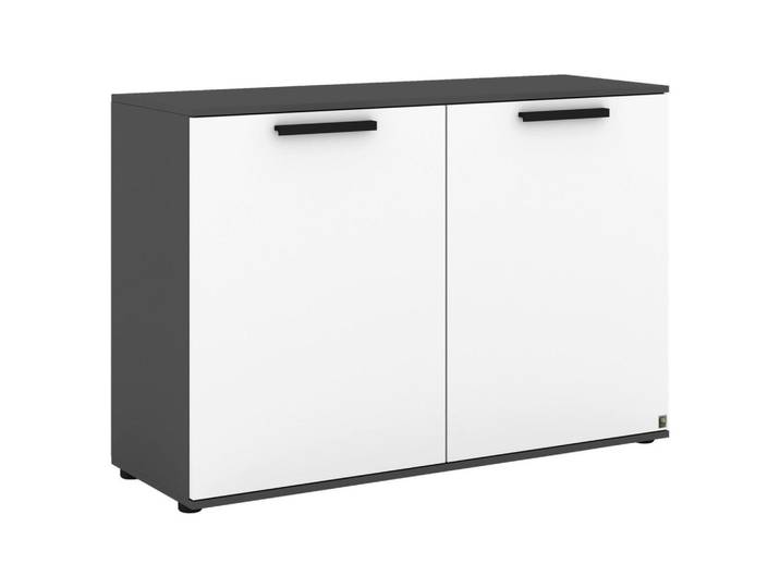 Musterring Sideboard, Grau, Dunkelgrau, Kunststoff, furniert, 4 Fächer, 120x82.5x46 cm, Wohnzimmer, Kommoden & Sideboards, Sideboards