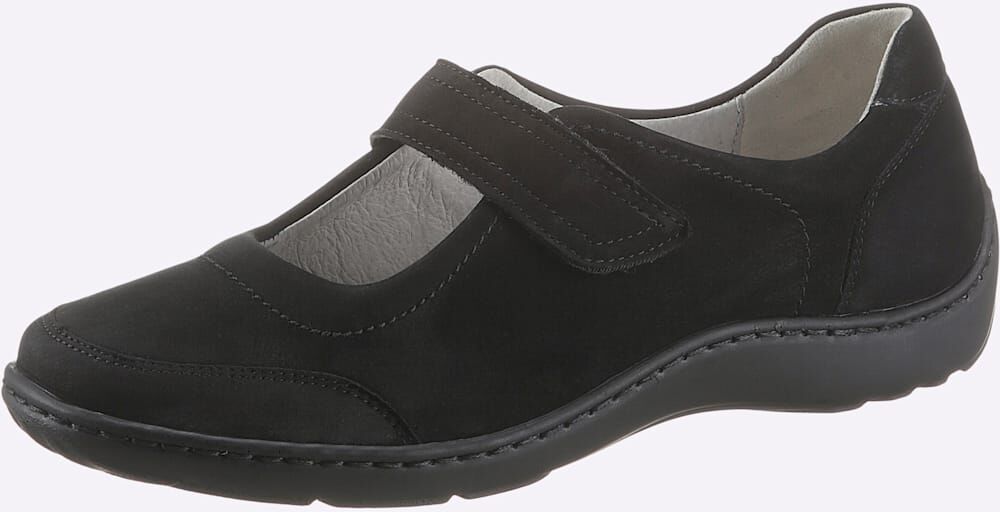 Ballerina WALDLÄUFER, Damen, Gr. 8, schwarz, Nubukleder, Schuhe Ballerina