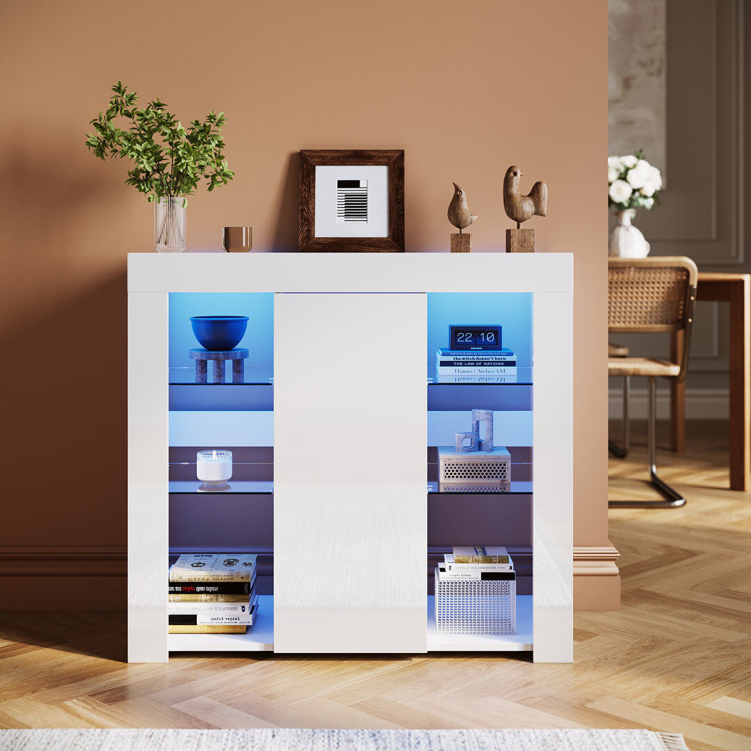 Metro 90*35*83cm, Sideboard with LED mood light strip White 83cm H X 90cm W X 35cm D