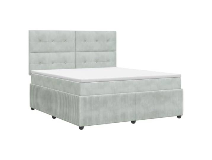 KTHLBRH Boxspringbett mit Matratze Hellgrau 160 x 200 cm Kopfteil verstellbar 78-88 cm, Lattenrost, Holzwerkstoff, abnehmbare Bezüge, Schaumstoffauflagen, Federn