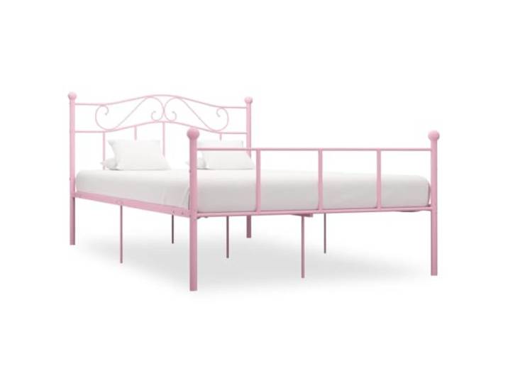 RJPLMFV Bettgestell aus Metall, Rosa, 140 x 200 cm Ohne Matratze, Lattenrost inklusive, stabile Konstruktion, einfache Montage