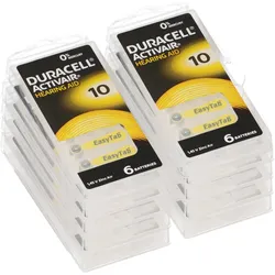 60x Duracell Hörgerätebatterie DA10 Zn 1,4V Hearing Aid