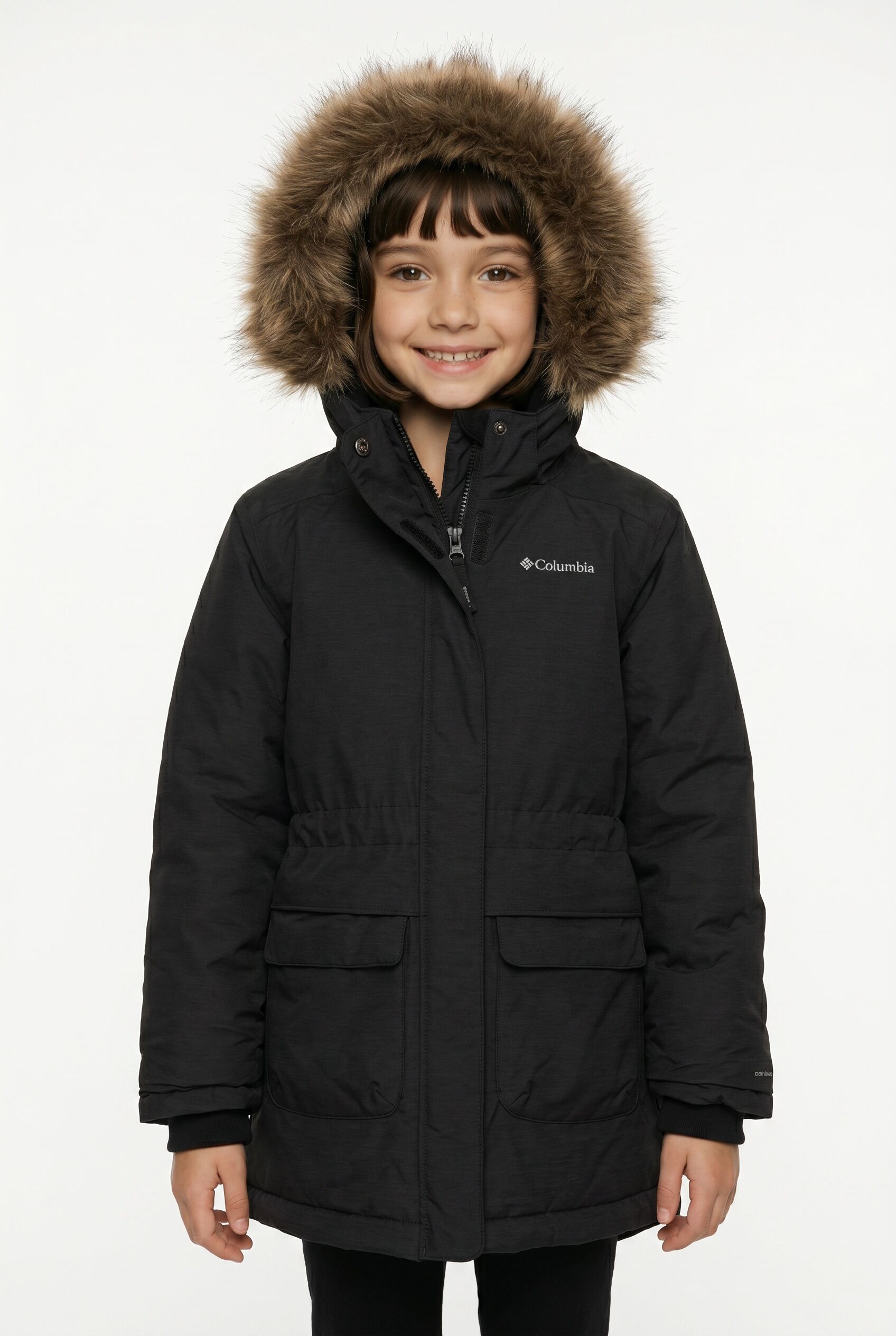 Parka COLUMBIA "NORDIC STRIDER II JACKET", Mädchen, Gr. L (152/158), schwarz, Obermaterial: 72% Nylon, 28% Polyester. Wattierung: 100% Polyester, Jacken Parka, mit abnehmbarer Kapuze, wasserabweisend, aus Nylon und Polyester schwarz L (152/158)