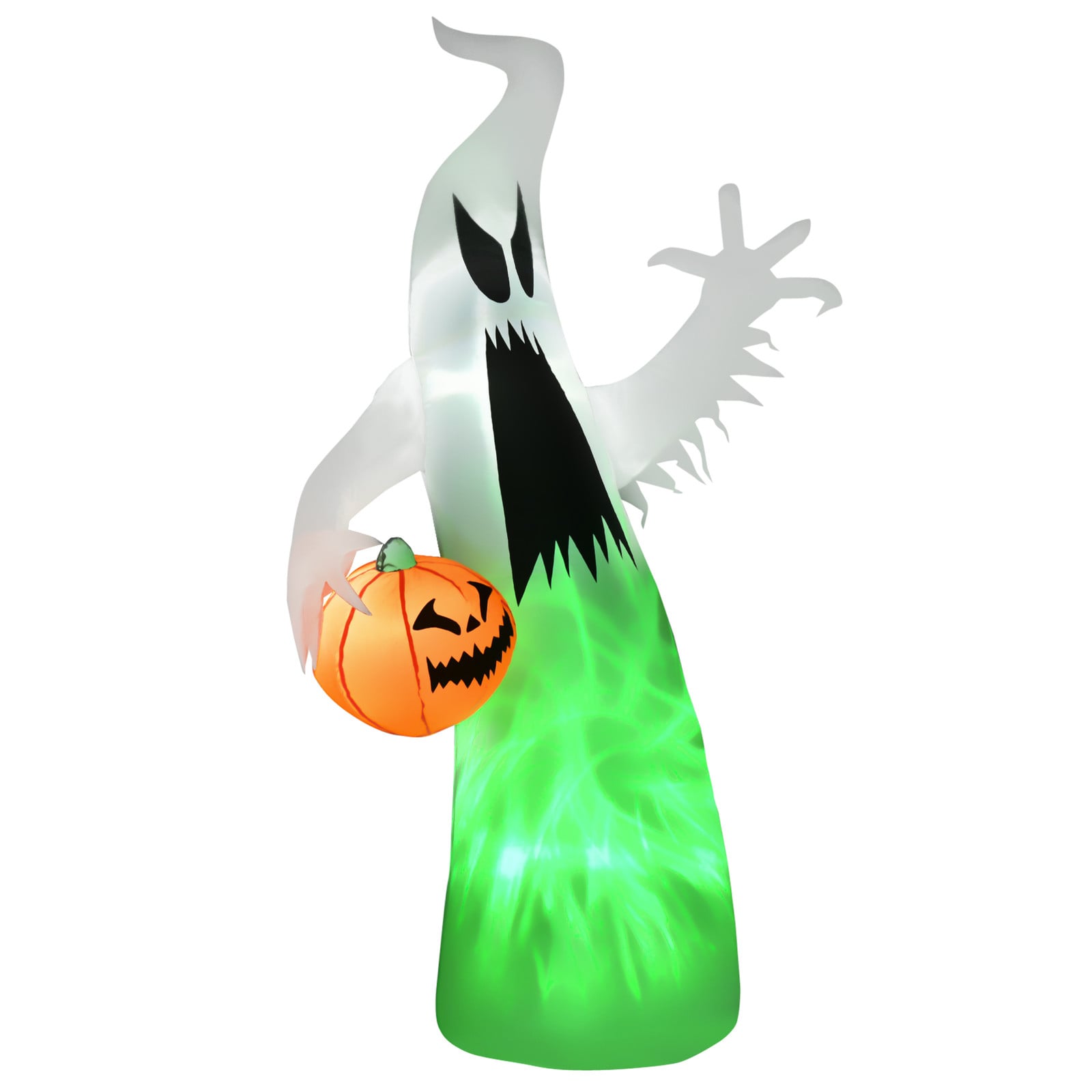 HOMCOM Zelfopblaasbaar Halloween spook met LED-verlichting, wit