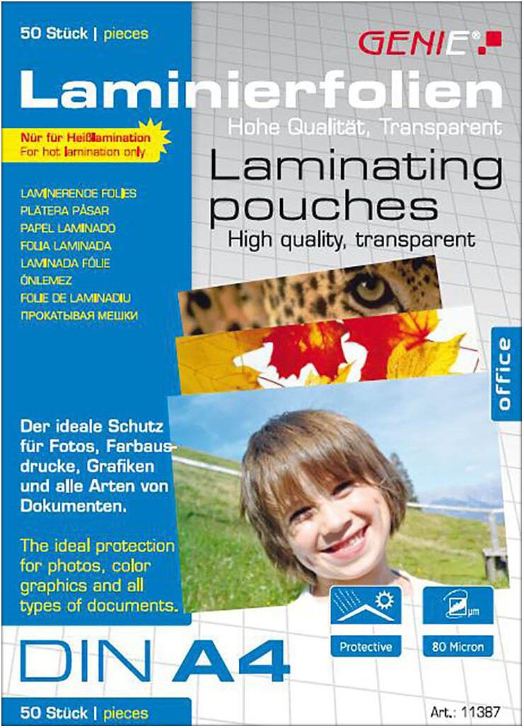 GENIE Laminierfolien glänzend 80 mikron A4 11387