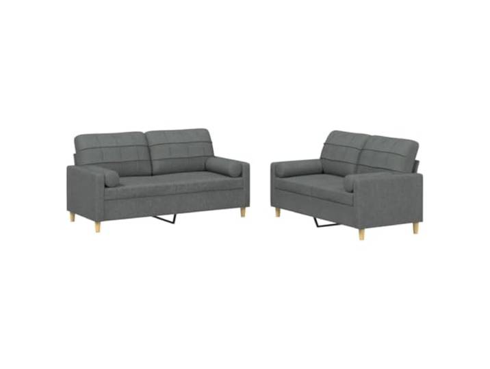 Todiikf 2-TLG Sofagarnitur mit Kissen Couch Set Polstersofa Dunkelgrau Moderne 2er Couch Garnitur inklusive 4 Rollkissen für maximale Entspannung im Wohnzimmer oder Büro.