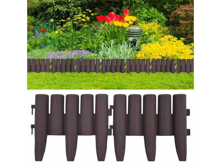 vidaXL Rasenkanten 36 Stk. Braun 10 m PP