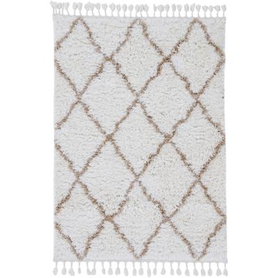 Hochflor-Teppich CARPETFINE "Eddy", beige, B:120cm H:30mm L:170cm, Polyester, Teppiche, Fransenteppich, Shaggy, auch als Läufer und in quadratisch, mit Fransen, Wohnzimmer