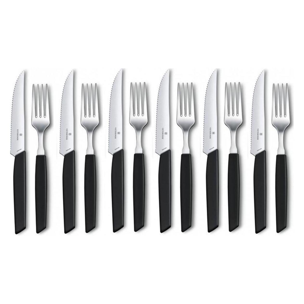 Victorinox Besteck-Set Swiss Modern 12-teilig, Schwarz (12 Stk., Besteck Set) (6.9093.12W.12)