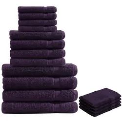 Casativo, Handtücher, 16-teiliges Handtuch-Set Frottee, je 4 Gäste-, Hand-, Duschtücher & Waschlappen, aubergine (100 x 150 cm, 16 x 21 cm, 30 x 50 cm, 50 x 100 cm)