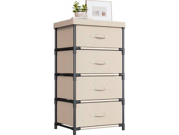 Commode pour Chambre avec Cadre Métallique - 4 Tiroirs de Rangement - Couleur Beige