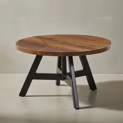 KADIMA DESIGN Massivholz Couchtisch, Sheesham Holz, Metallgestell, 60x60x35 cm
