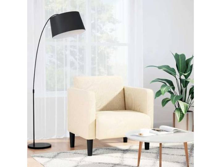 NLQMSU Sessel, Velours, gerippt, cremefarben, 54 cm, Armlehnen, Holz Weicher Stoff, stabiler Rahmen, vielseitig einsetzbar, modernes und traditionelles Design