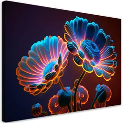 LEINWANDBILD Neon Blumen 120x80cm