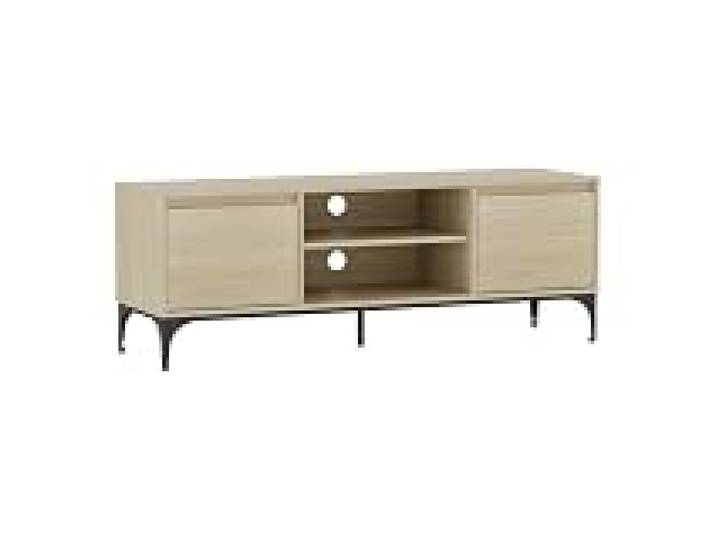 Helloshop26 Meuble TV Support télévision Salon étagère 140 x 40 x 50 cm Effet chêne Clair 03_0010065