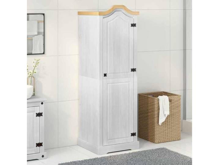 Moderne Haut Armoires Vaisselier - Blanc - 55x52x170 cm - Pin massif - Armoire de chambre @FR 7505