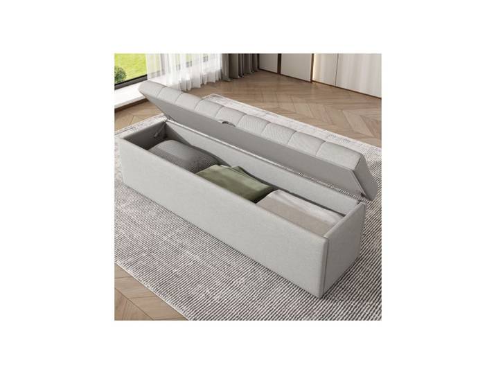 Linen upholstered bench upholstered bench seat bed stool bench with storage space 135 x 41 x 42 cm Light grey