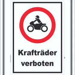 HB-Druck Schild Verbot Krafträder A3 (297x420mm)