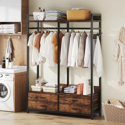 1Easylife Freestanding Closet Organizer for Hanging Clothes, Heavy Duty Wardrobe Closet Clothing Rack with Drawers