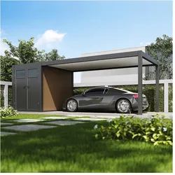 Weide Carport Mit Schuppen Aus Aluminium 3 X 7,2 M Garage Anthrazit