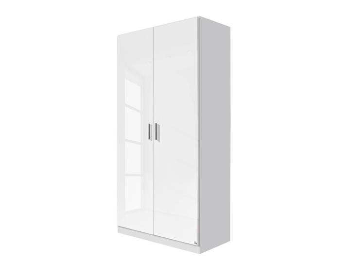 Drehtürenschrank 91cm Weiß/Alpinweiß/Hochglanz Weiß