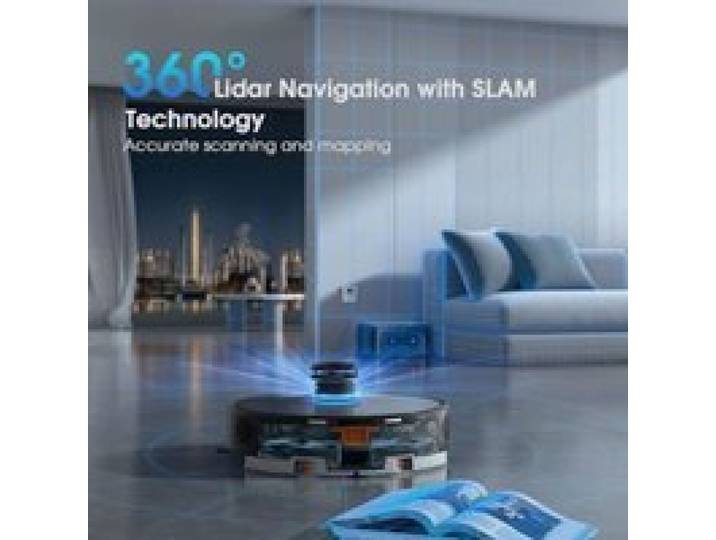 Robot aspirateur laveur sans sac Laveur Sans Fil Compact et Performant 5200mAh 220Min Pilotage App et Commande Vocale