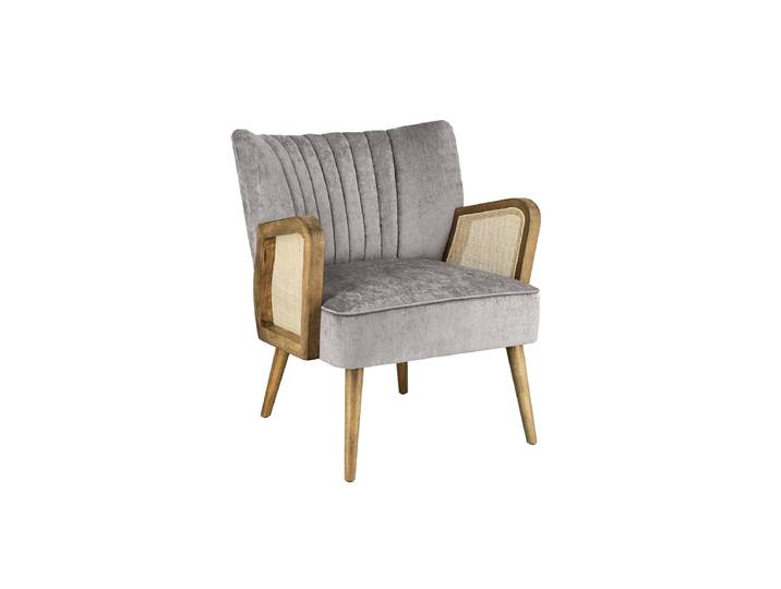 Massiver Retro Design Sessel „Virna“ Rattan Silver Bizzotto