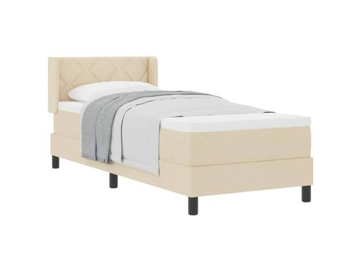 KKgypkn Boxspringbett mit verstellbarem Kopfteil Stoff Creme 200 x 80 cm, mittelfeste Taschenfederkernmatratze, modernes Design aus Polyester und Kiefernholz