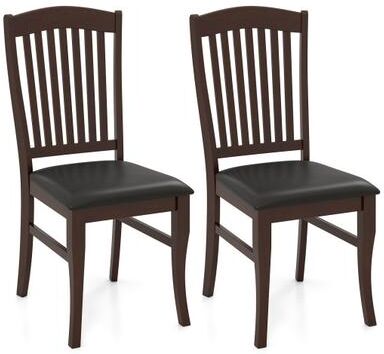 Costway Dining Chairs Set of 2 Kitchen Side Chairs Mid-century Armless Dinette Chairs-Coffee