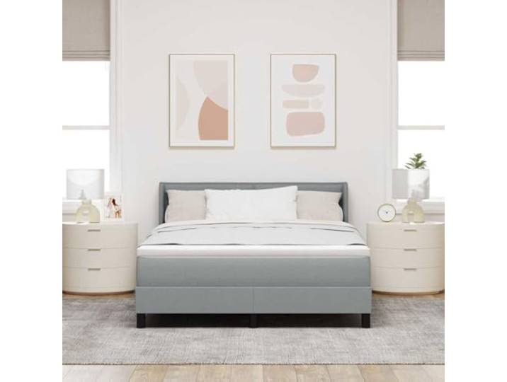 KTHLBRH Boxspringbett hellgrau 140 x 190 cm Kopfteil aus Stoff, modernes Design, robuste Struktur, inklusive Matratze