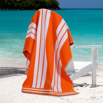 Superior Oversized Cotton Cabana Stripe Beach Towel, Soft Velour Pool Towel, Highly Absorbent Quick Dry Terry Set of Two