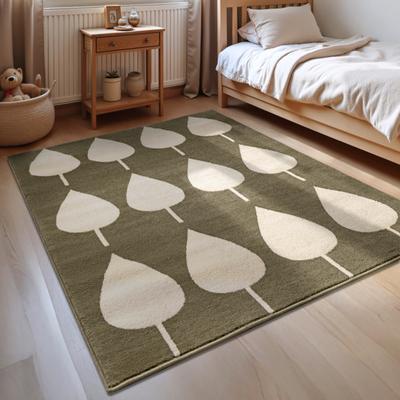Kinderteppich HANSE HOME "Lovely Leaves", grün (grün, creme), B:120cm H:8mm L:170cm, Polypropylen, Teppiche, Kinderteppich, Spielteppich, fest, Kinderzimmer, Kurzflor, Spielunterlage